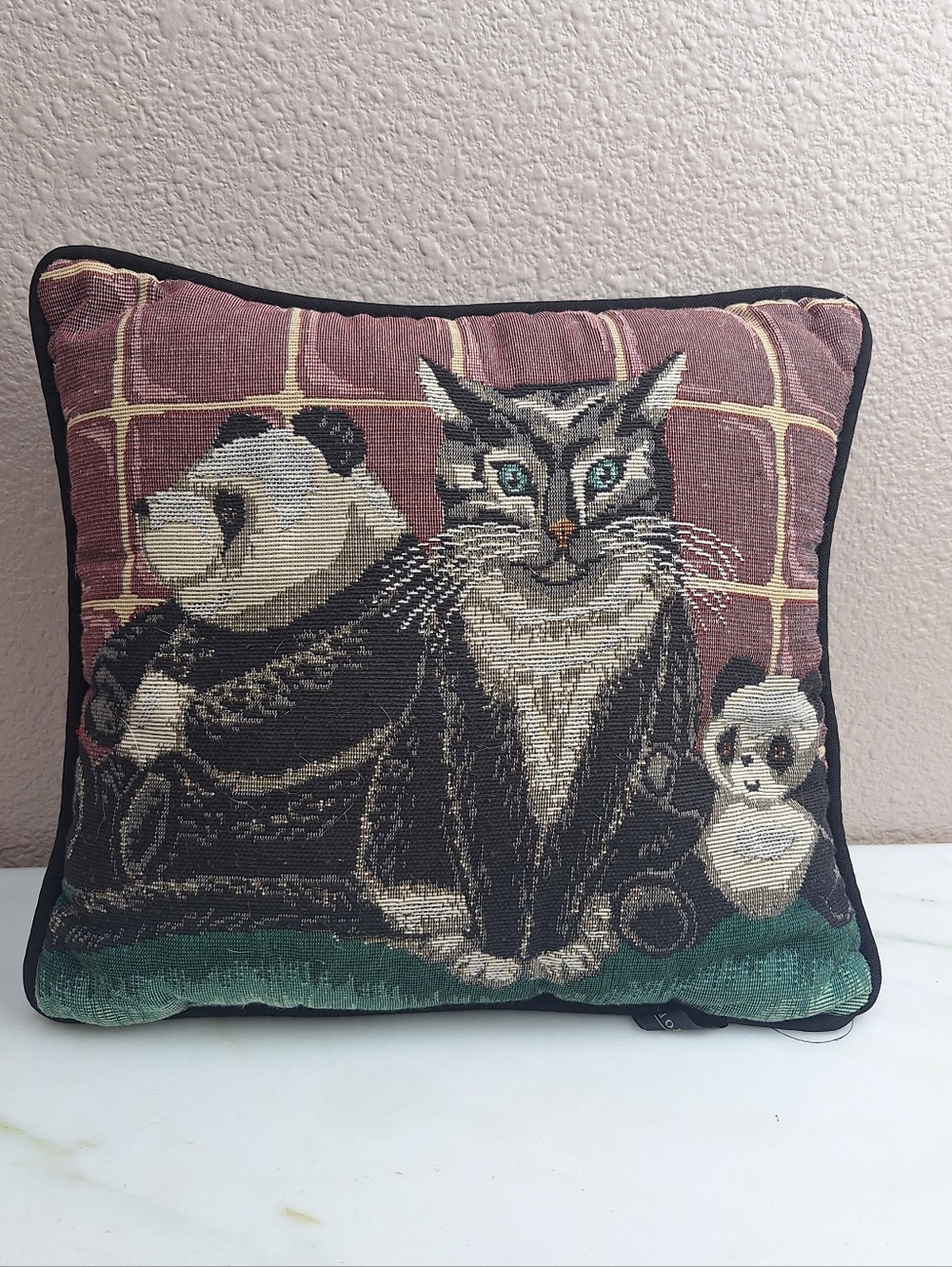 Portofino Cat Panda Tapestry Throw Pillow